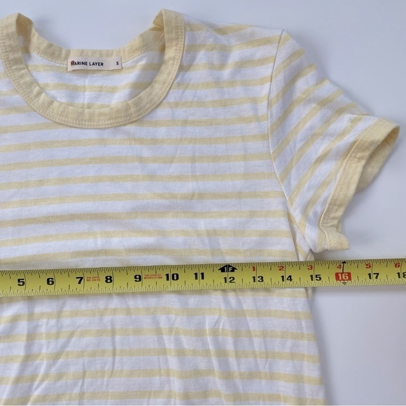Marine Layer Women's Yellow White Striped Crewneck Short sleeve Tee Size Small - Picture 6 of 7
